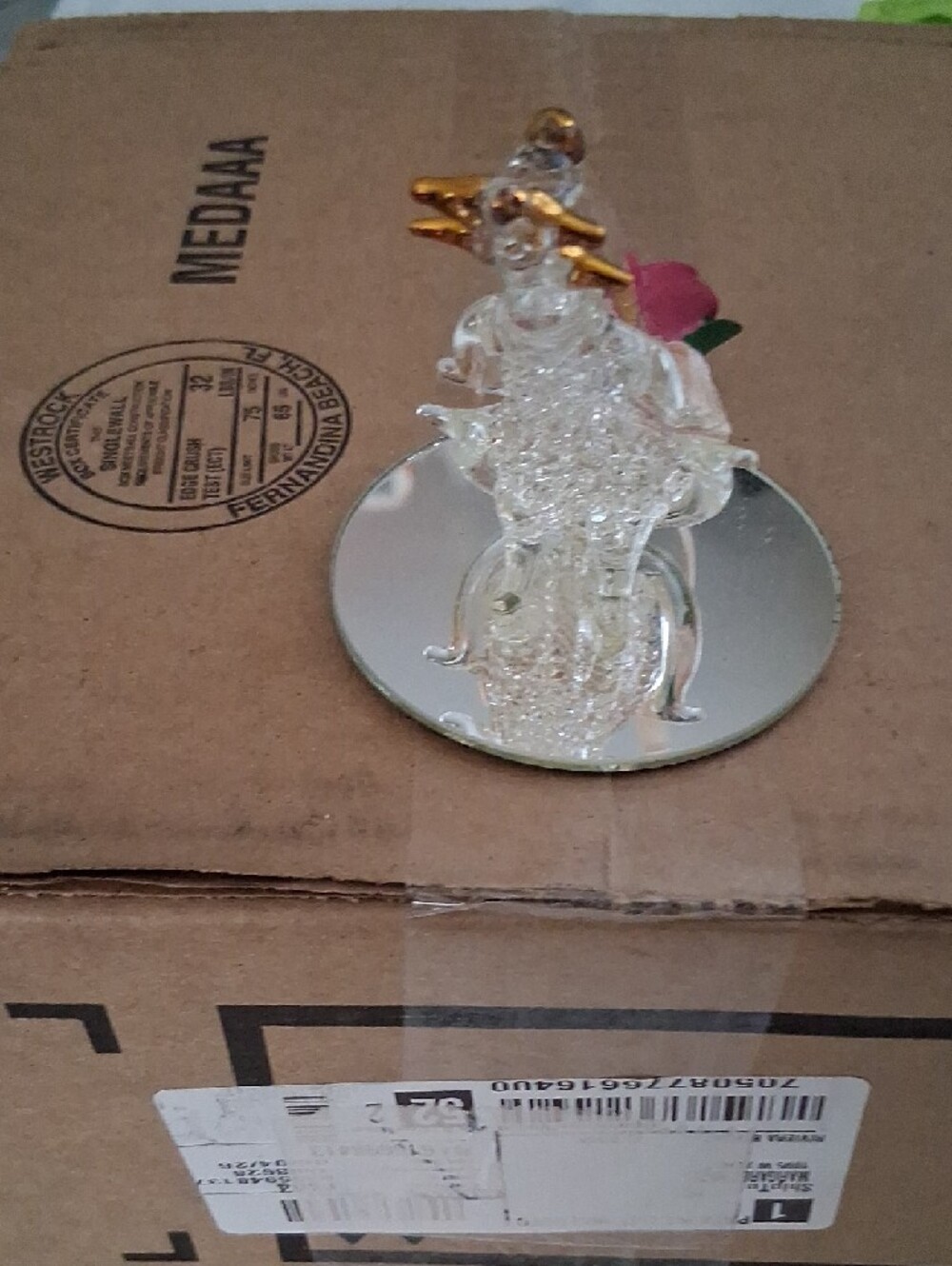 Crystal Teardrop Ornament with Pink Rose Accent - Picture 2 of 6